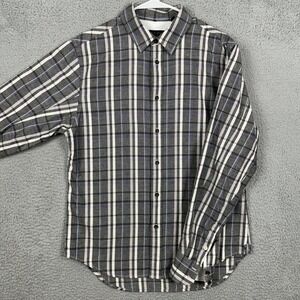 Rag Bone New York Adult Men Medium Shirt Button Up Black White Plaid Flannel EUC